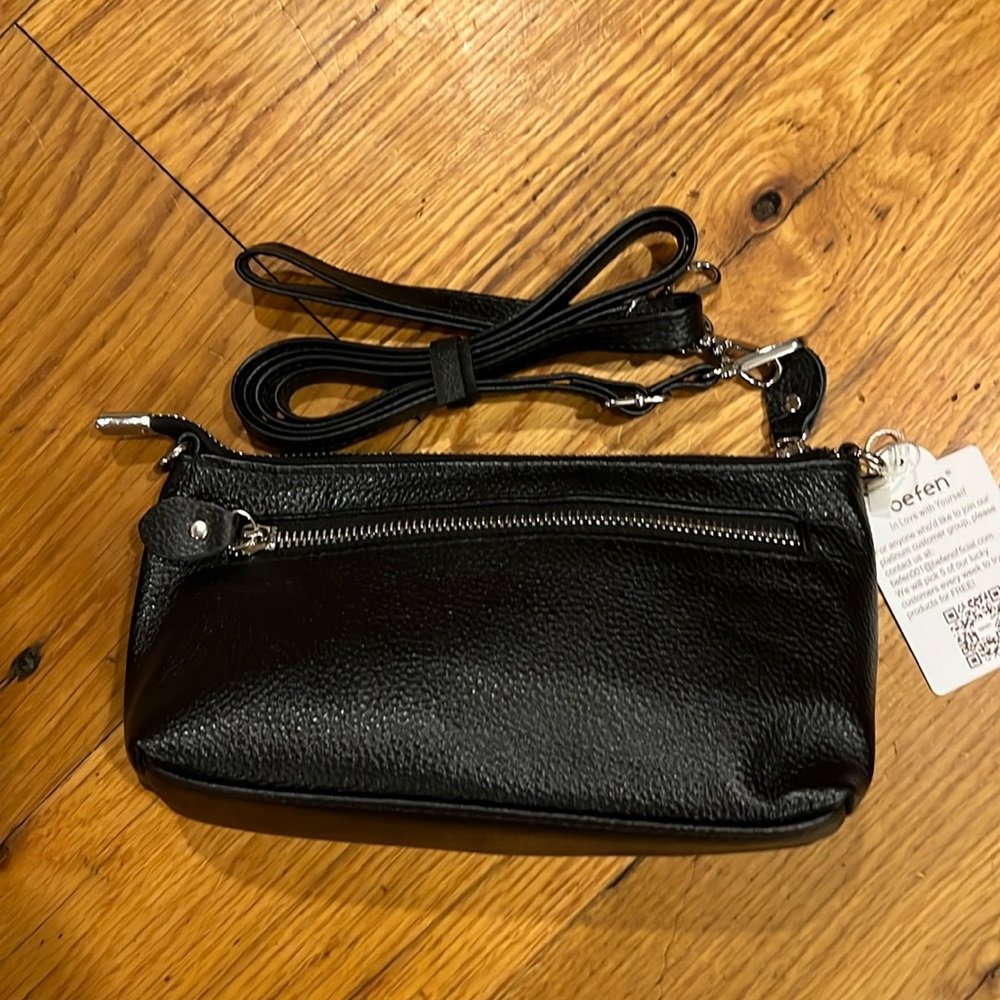 Black Leather Cross Body Purse.